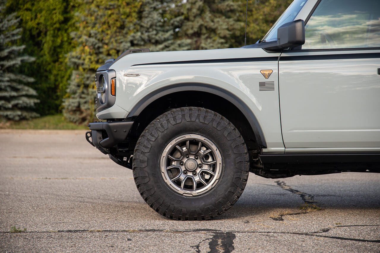 A relevant stock photo of 17 inch wheels in a typical setting.
