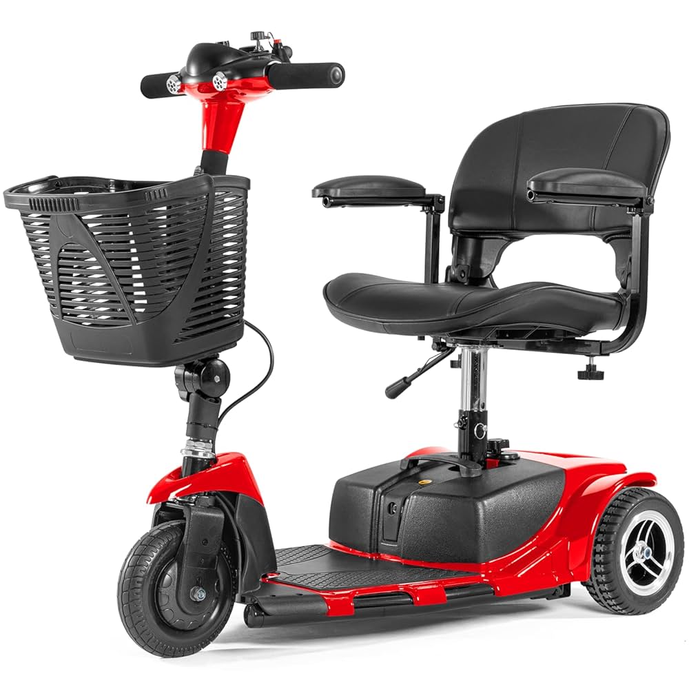 A relevant stock photo of 3 wheel electric scooter in a typical setting.
