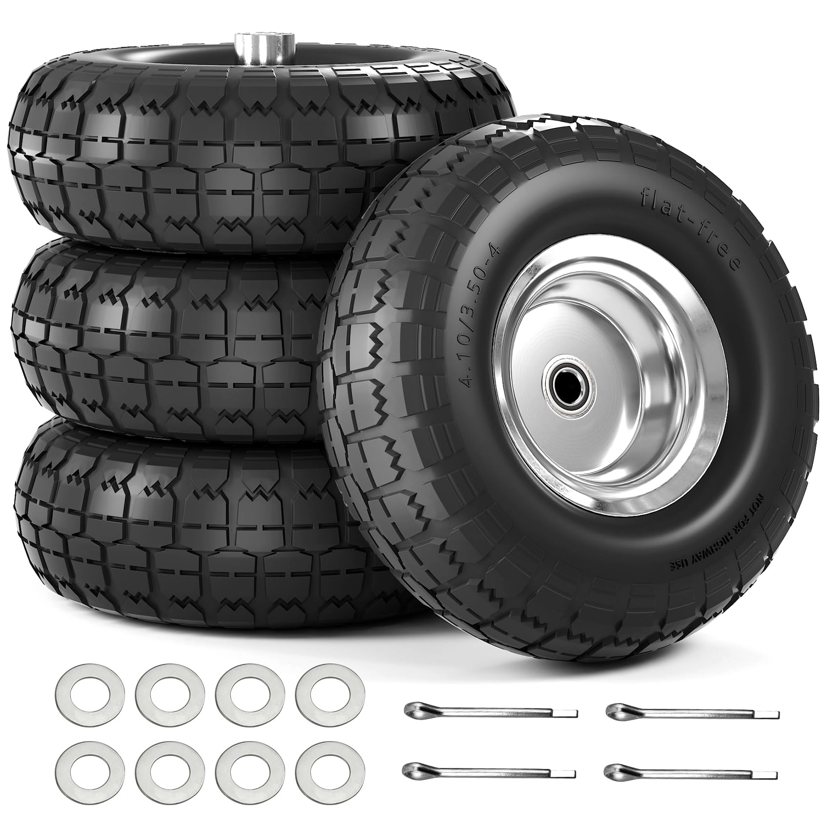 A relevant stock photo of 4.10/3.50 x 4 tire in a typical setting.