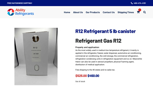 Ability Refrigerants - R12 Refrigerant 5 lb Canister