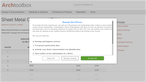 Arch Toolbox - Sheet Metal Gauge Conversions