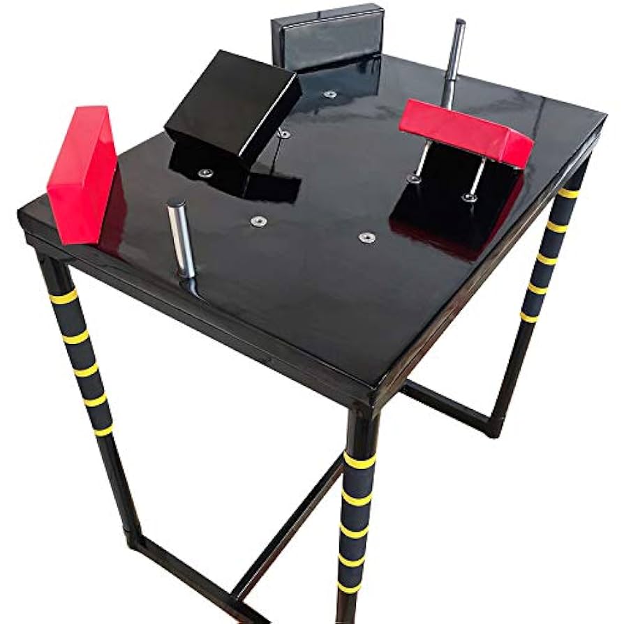 A relevant stock photo of arm wrestling table in a typical setting.