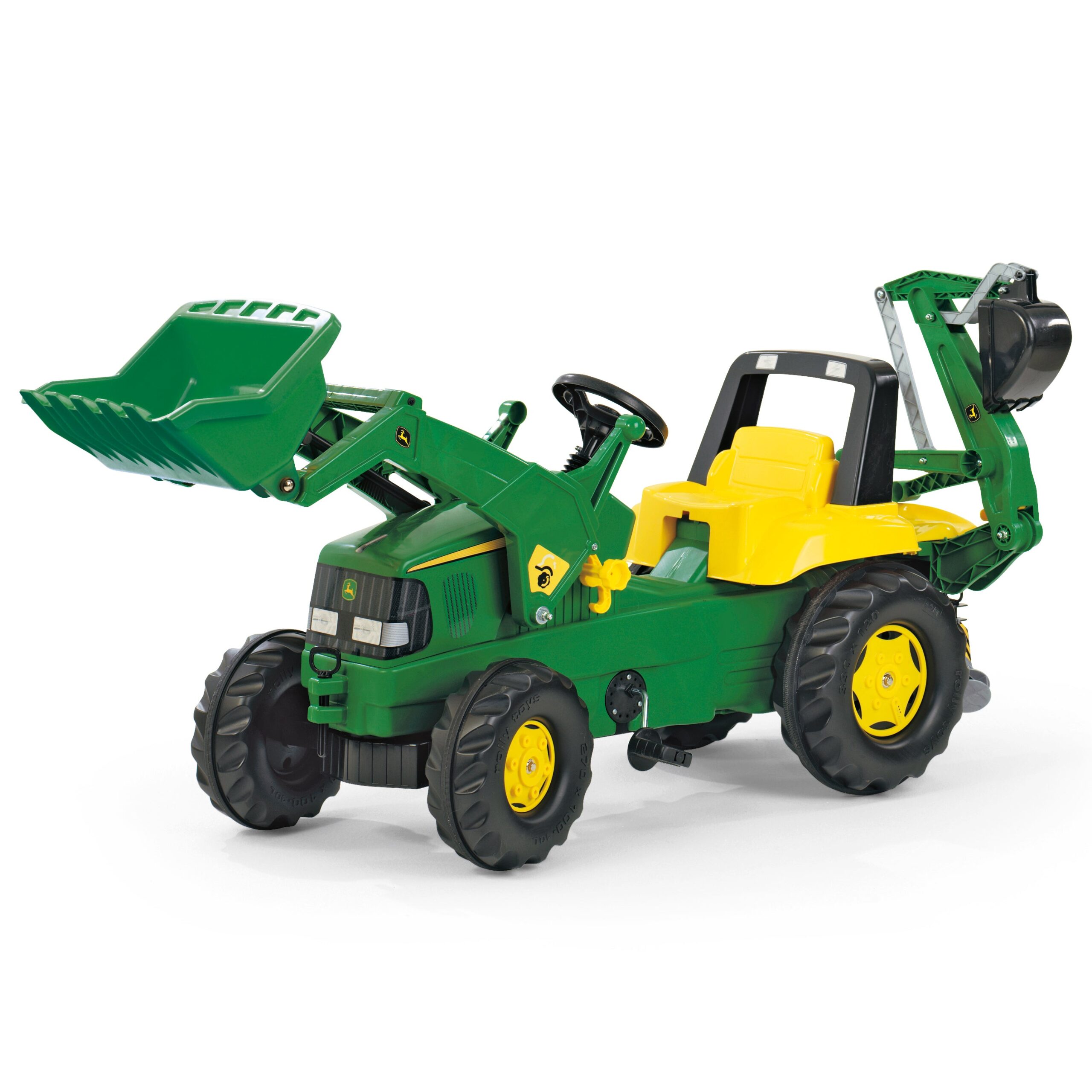A relevant stock photo of backhoe toy backhoe in a typical setting.