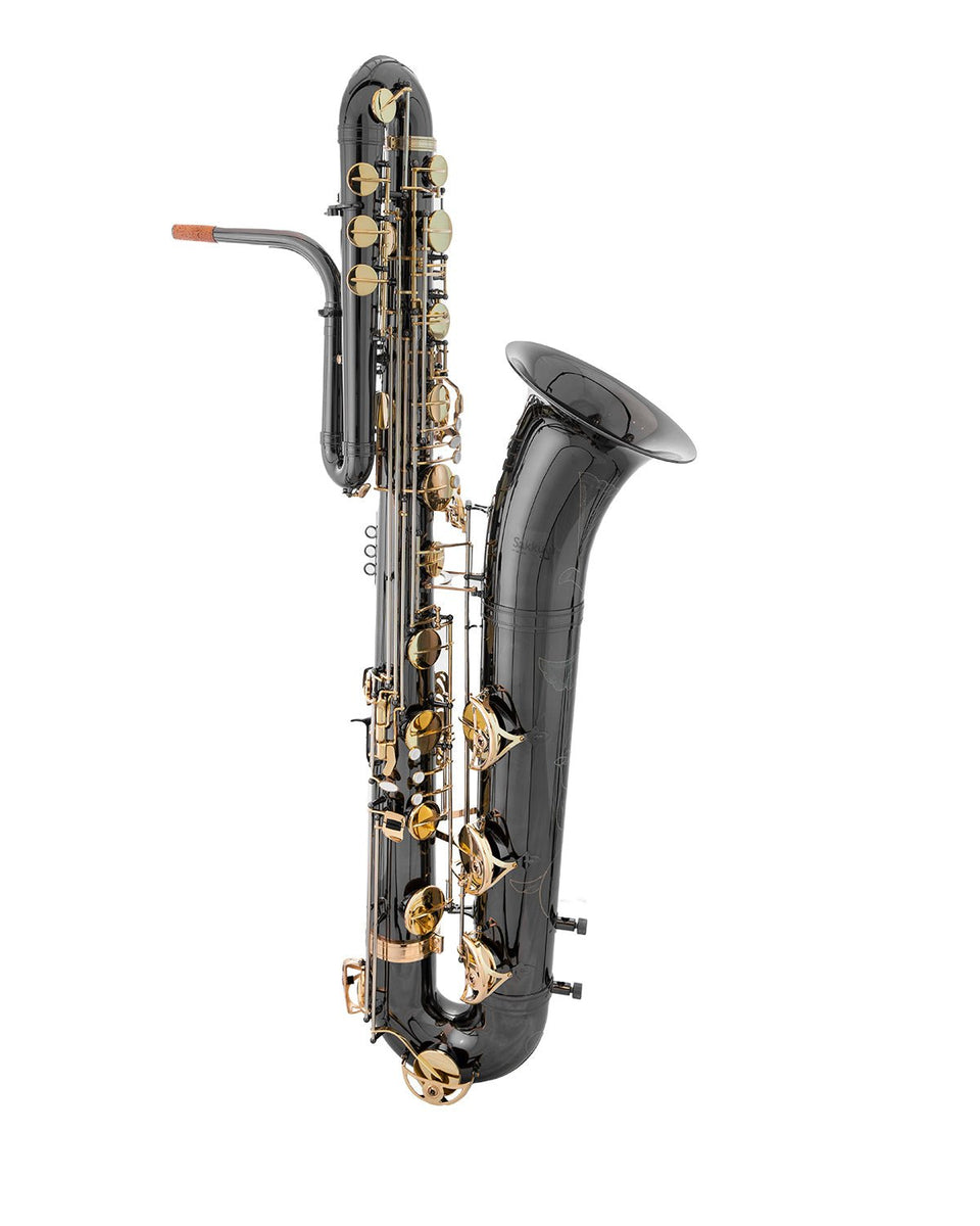 A relevant stock photo of bass saxophone in a typical setting.