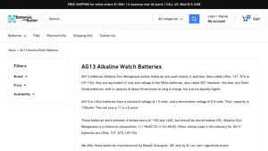 Batteries and Butter - AG13 Alkaline Watch Batteries