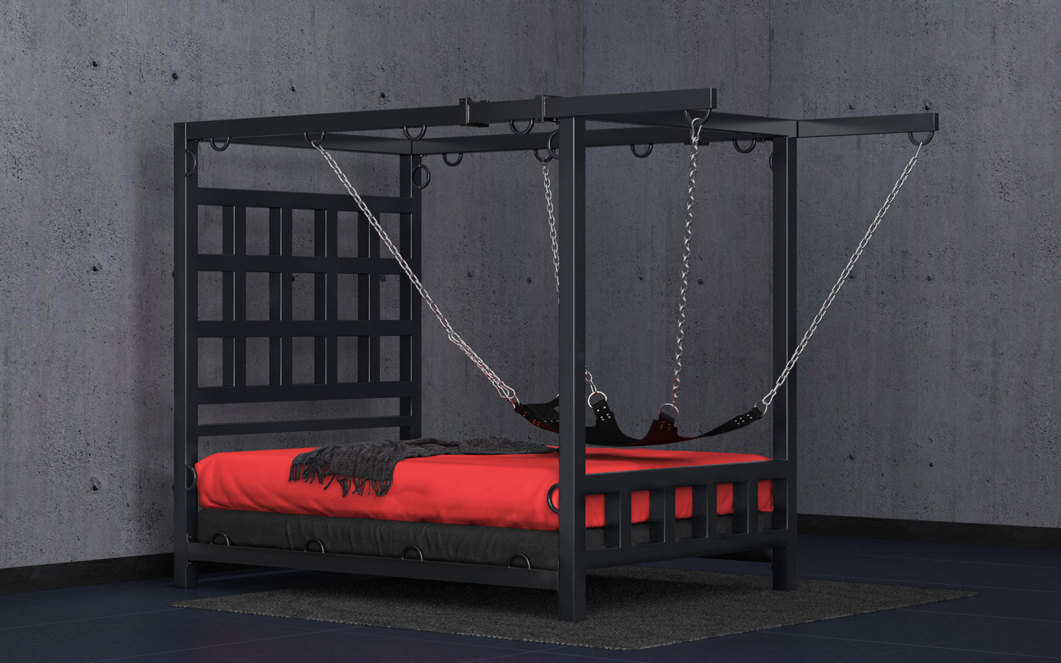 A relevant stock photo of bdsm bed in a typical setting.