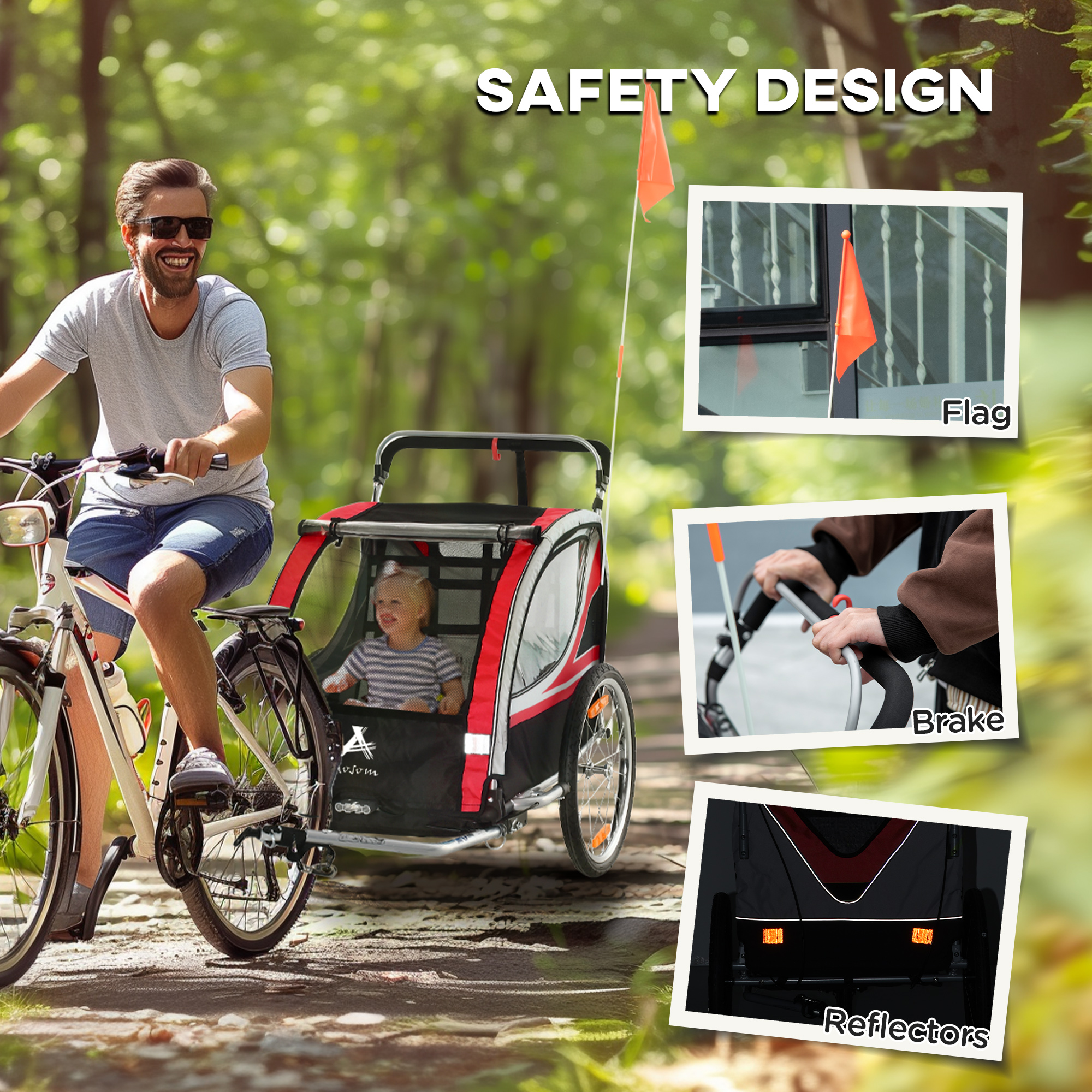A relevant stock photo of bicycle and stroller in a typical setting.