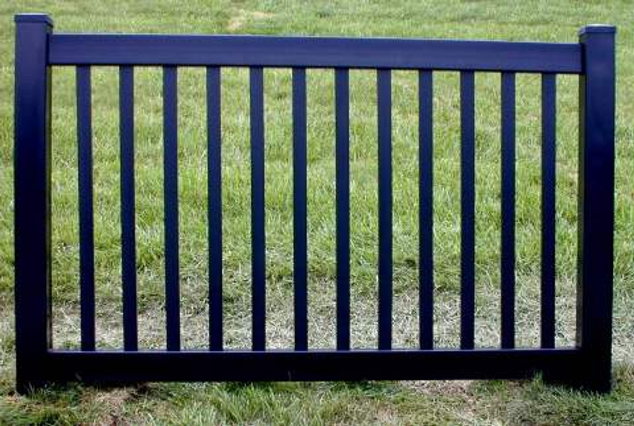 A relevant stock photo of black vinyl fence in a typical setting.