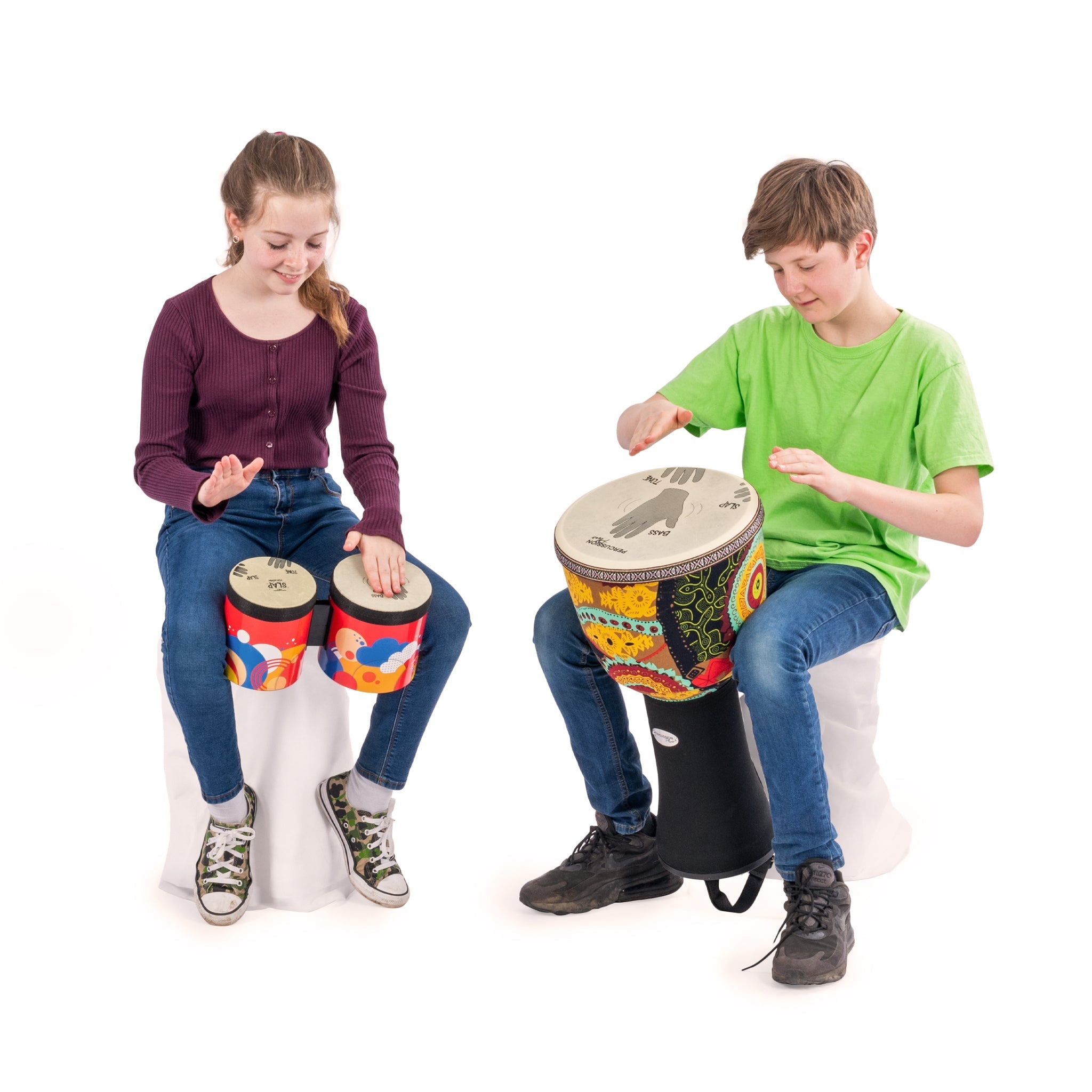 A relevant stock photo of bongo drums percussion in a typical setting.