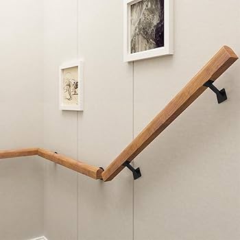 A relevant stock photo of brackets for banister rails in a typical setting.