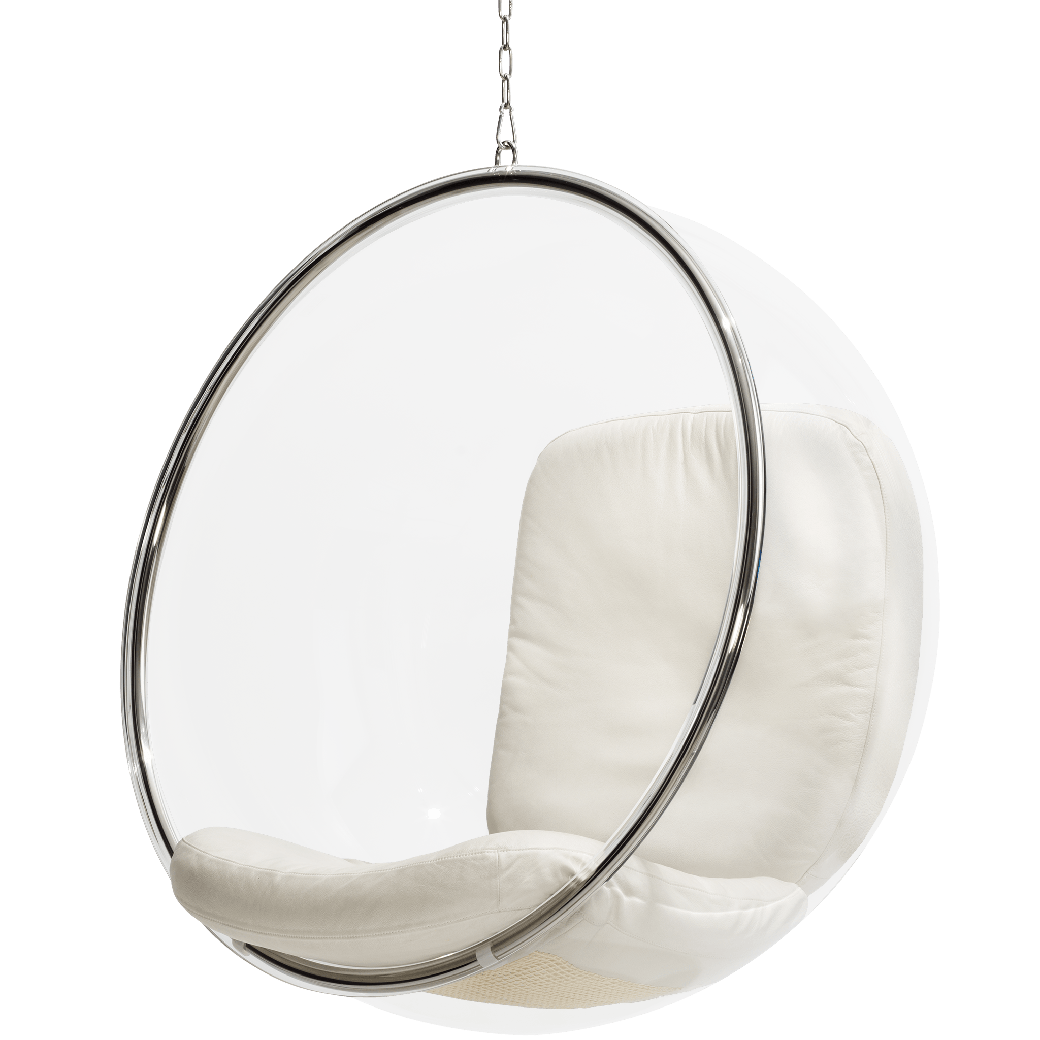 A relevant stock photo of bubble chair in a typical setting.