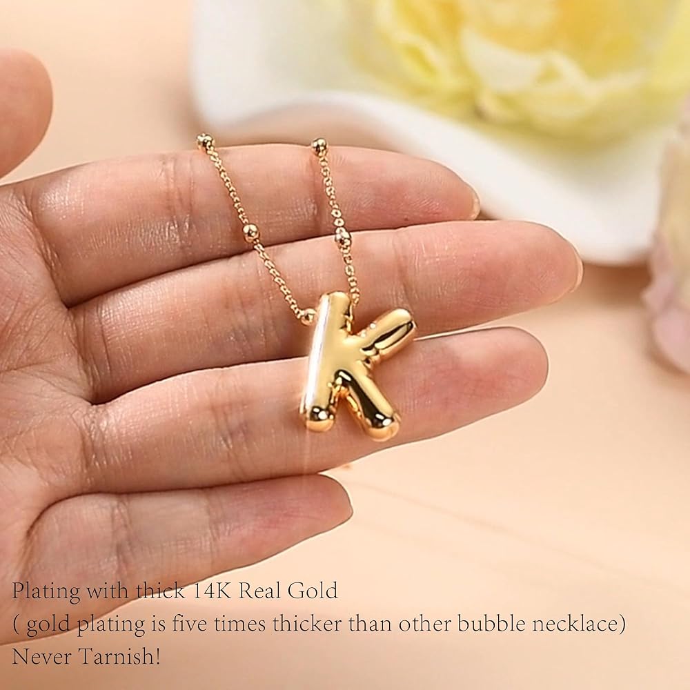A relevant stock photo of bubble letter necklace in a typical setting.