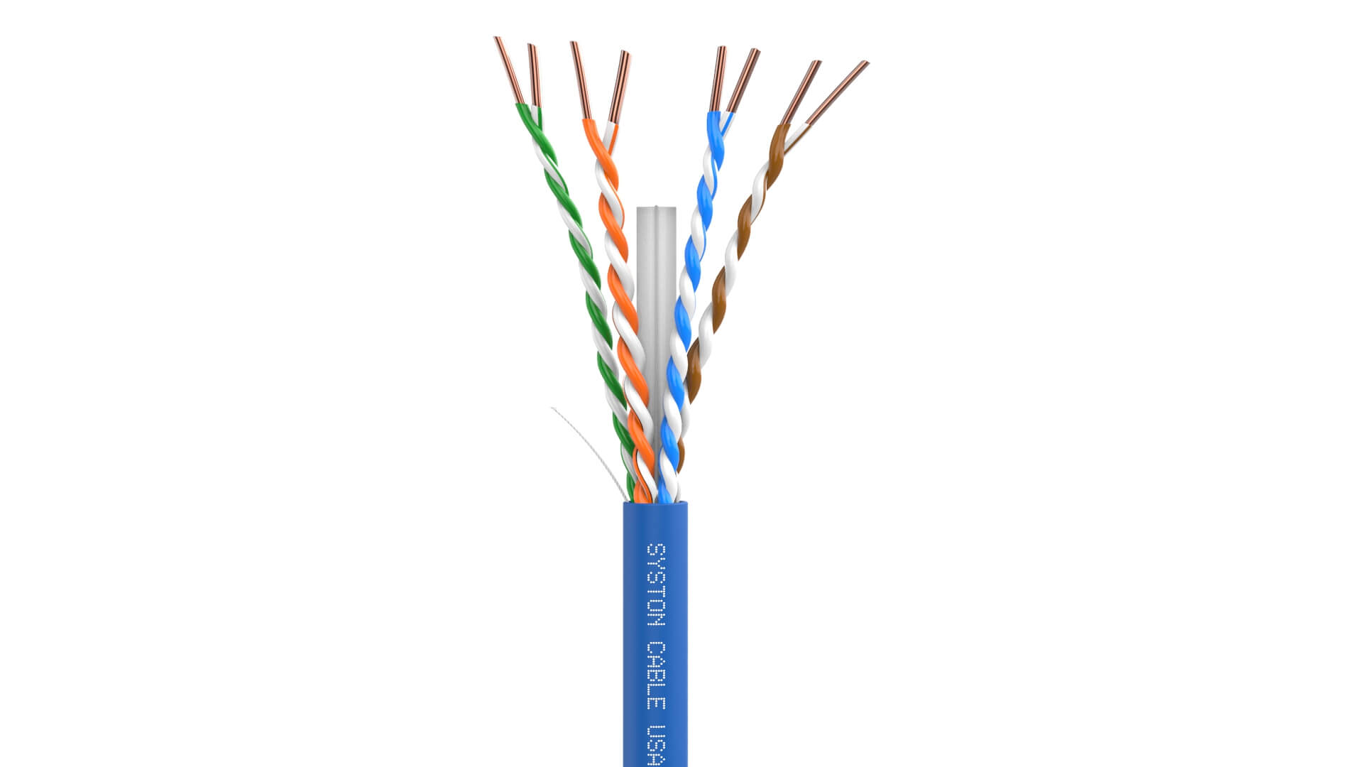 A relevant stock photo of cat 6e cable in a typical setting.