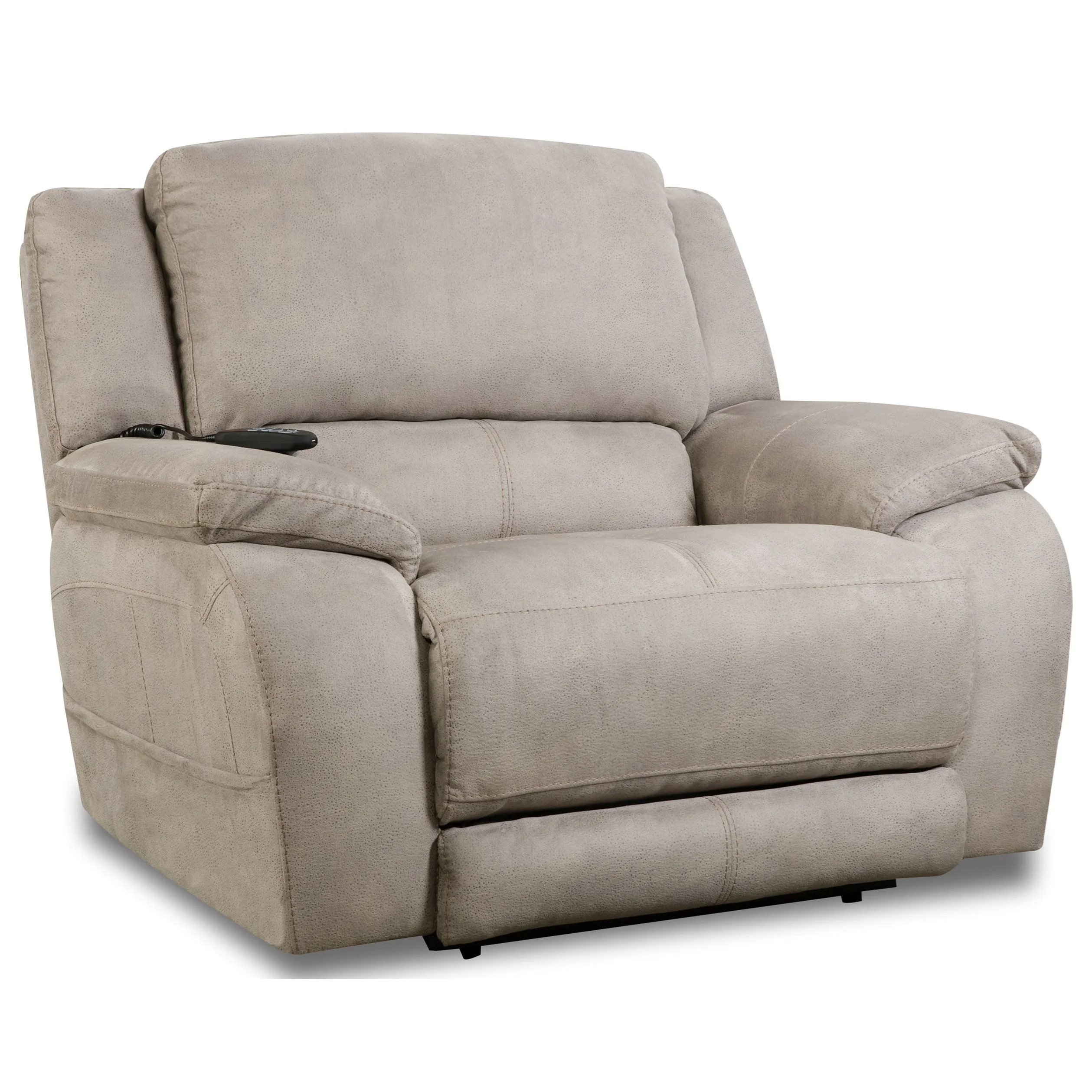 A relevant stock photo of chair and a half recliner in a typical setting.