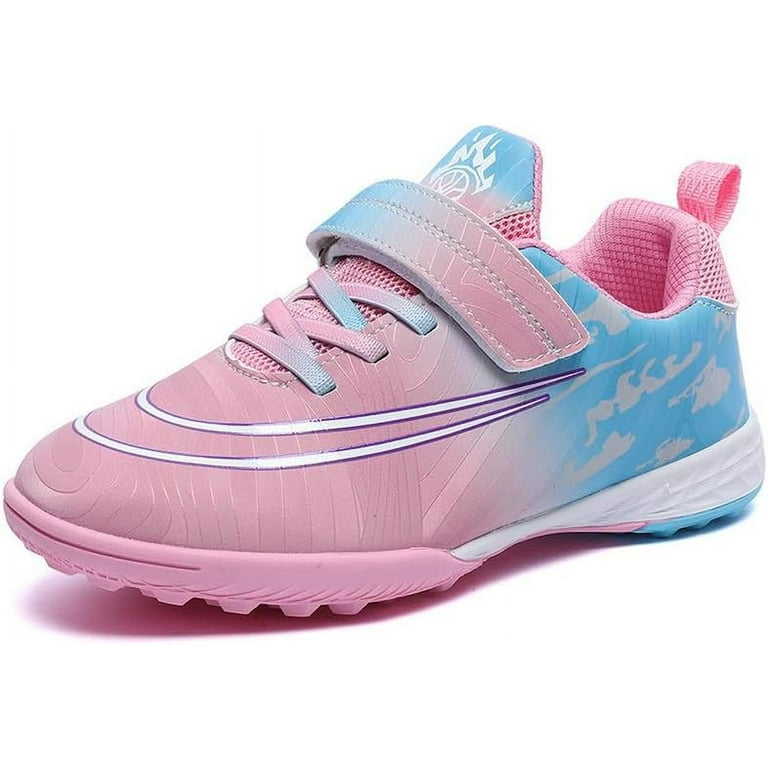 A relevant stock photo of childrens indoor football shoes in a typical setting.