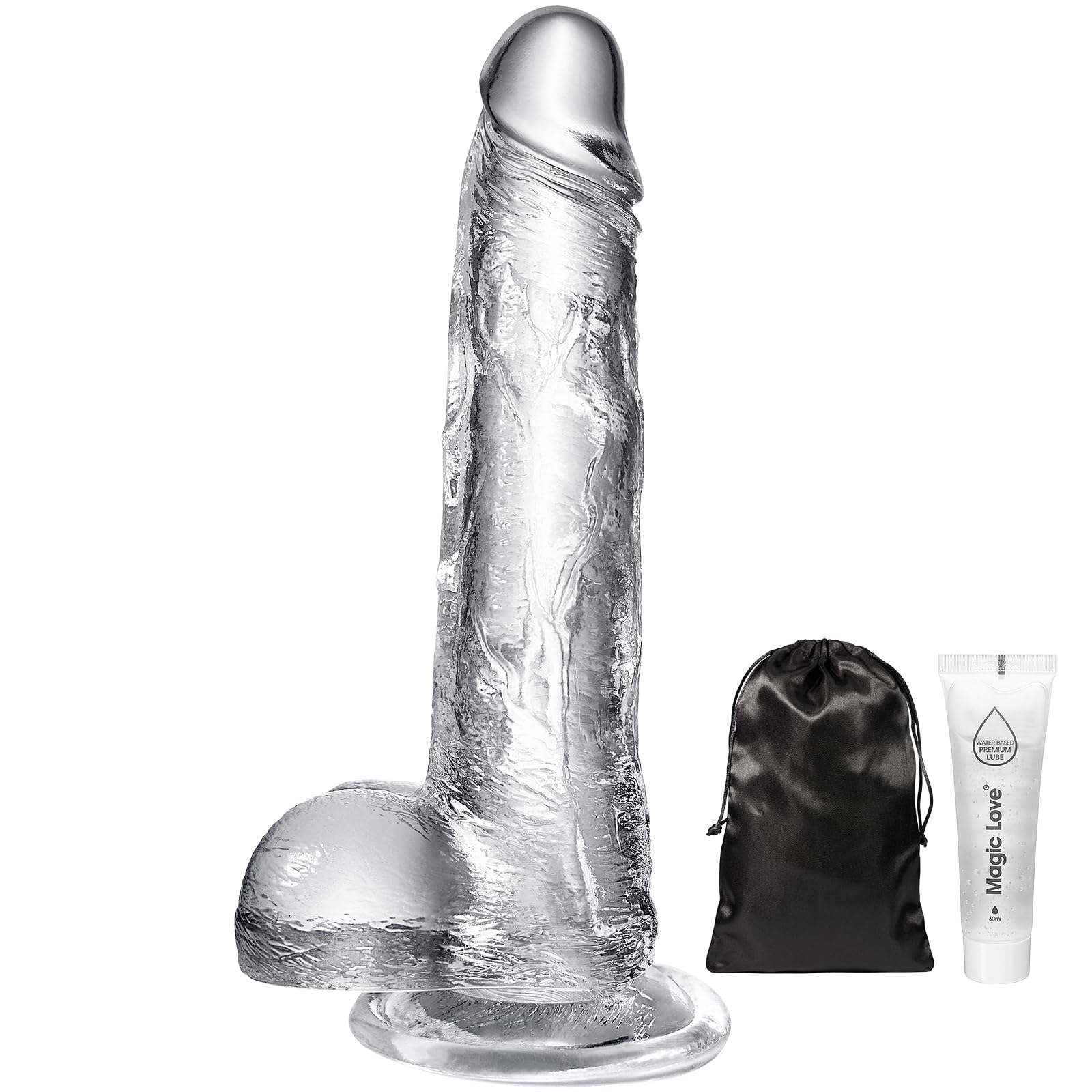 A relevant stock photo of clear dildo in a typical setting.