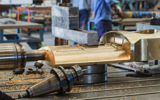 A relevant stock photo of cnc machining bronze in a typical setting.