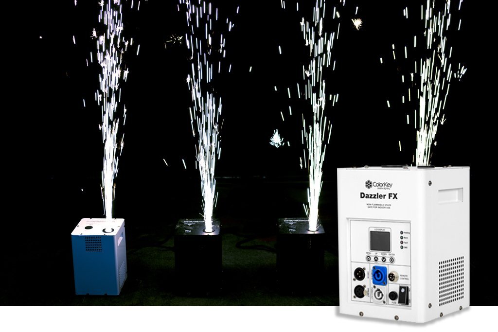 A relevant stock photo of cold spark machine in a typical setting.