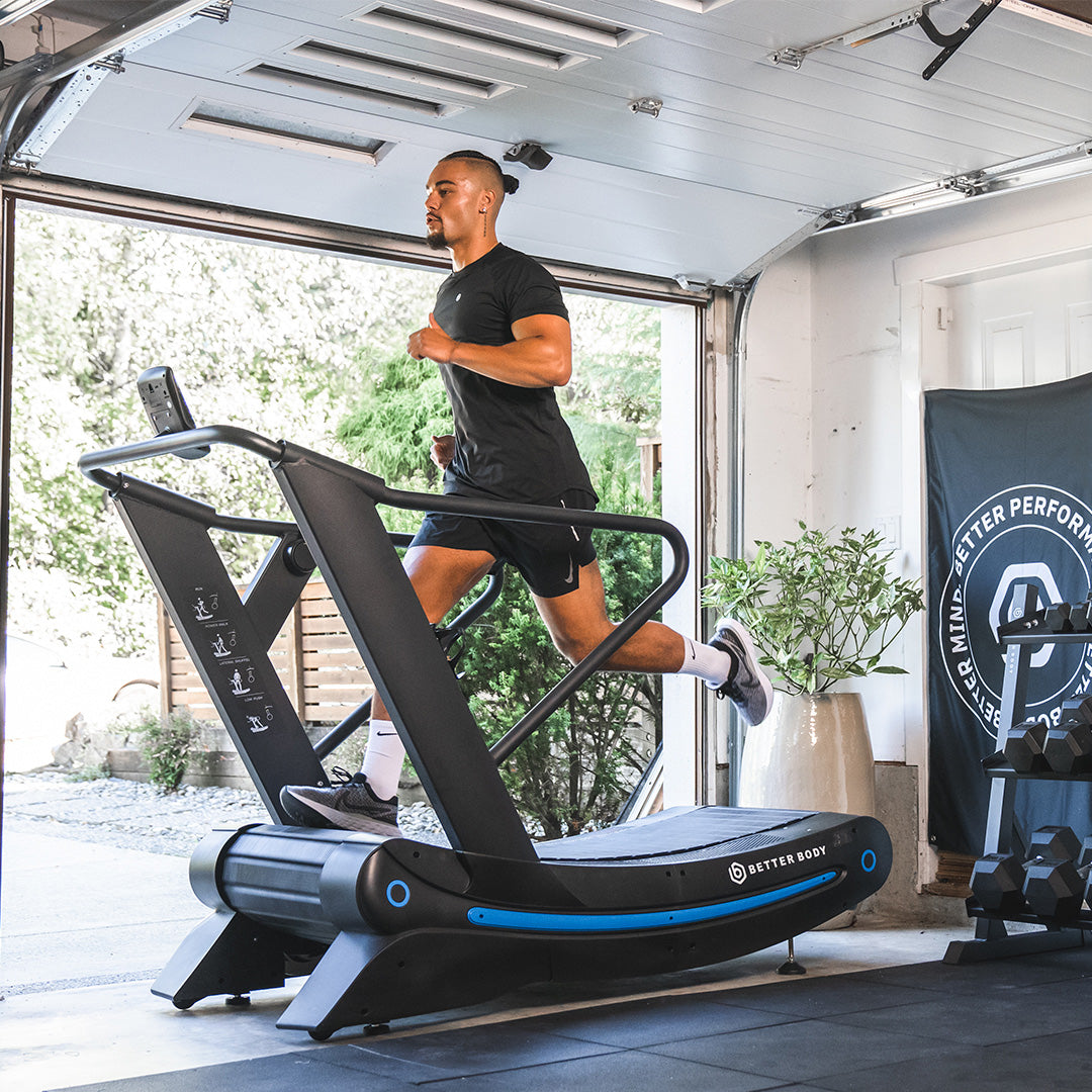 A relevant stock photo of curved treadmill in a typical setting.