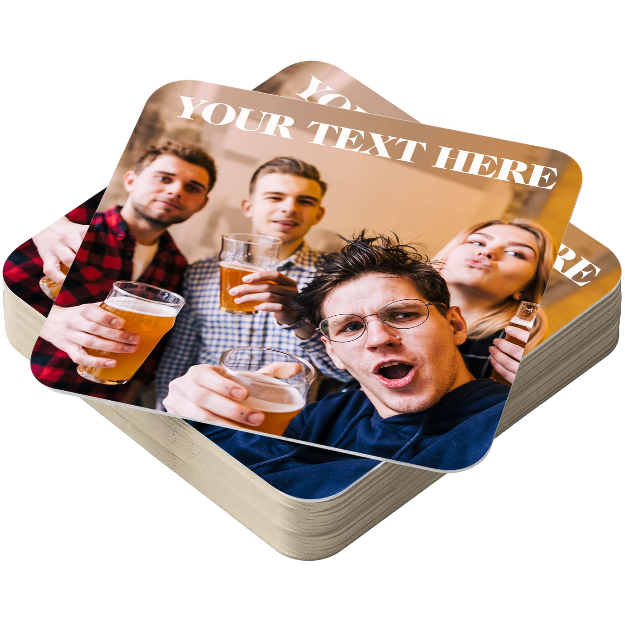 A relevant stock photo of custom drink mats in a typical setting.
