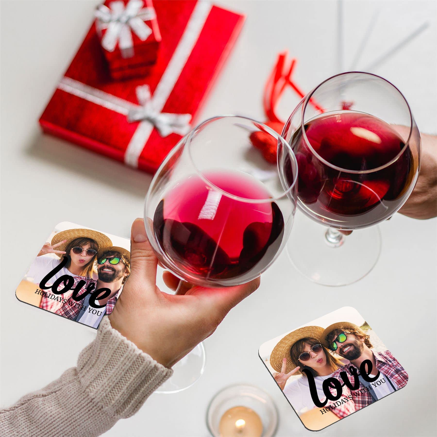 A relevant stock photo of custom drink mats in a typical setting.
