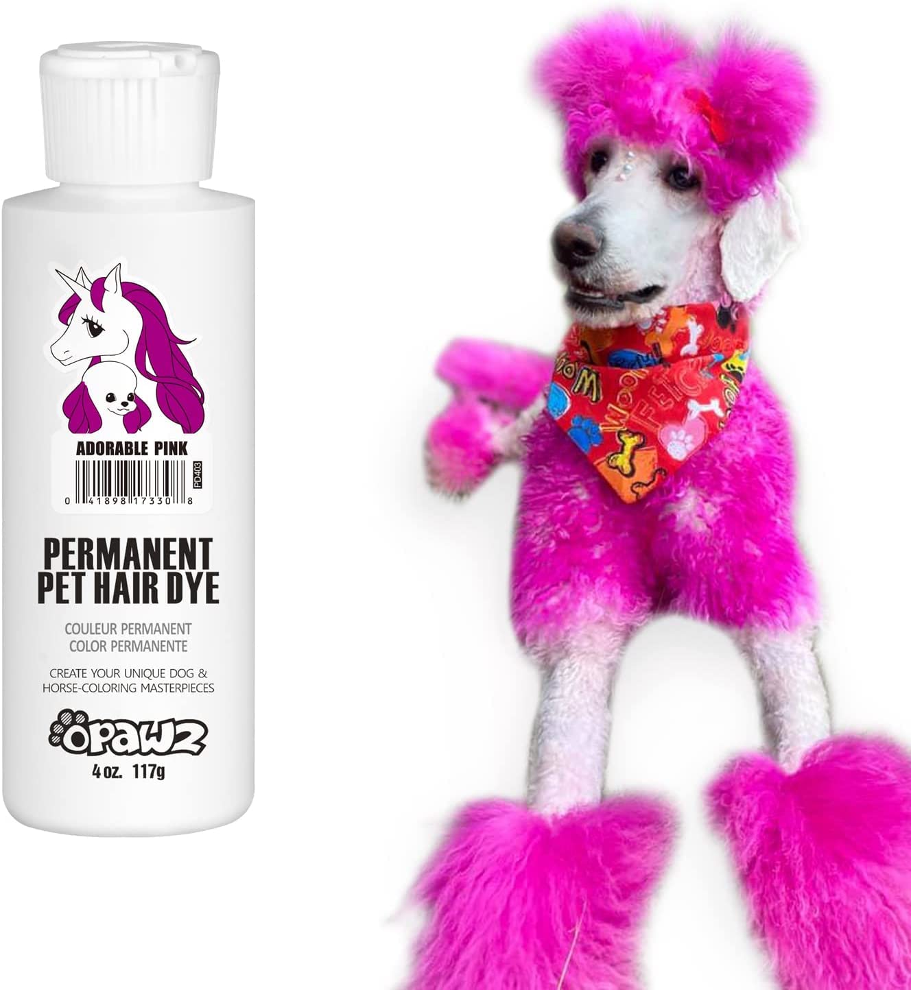 A relevant stock photo of dog hair colour dye in a typical setting.