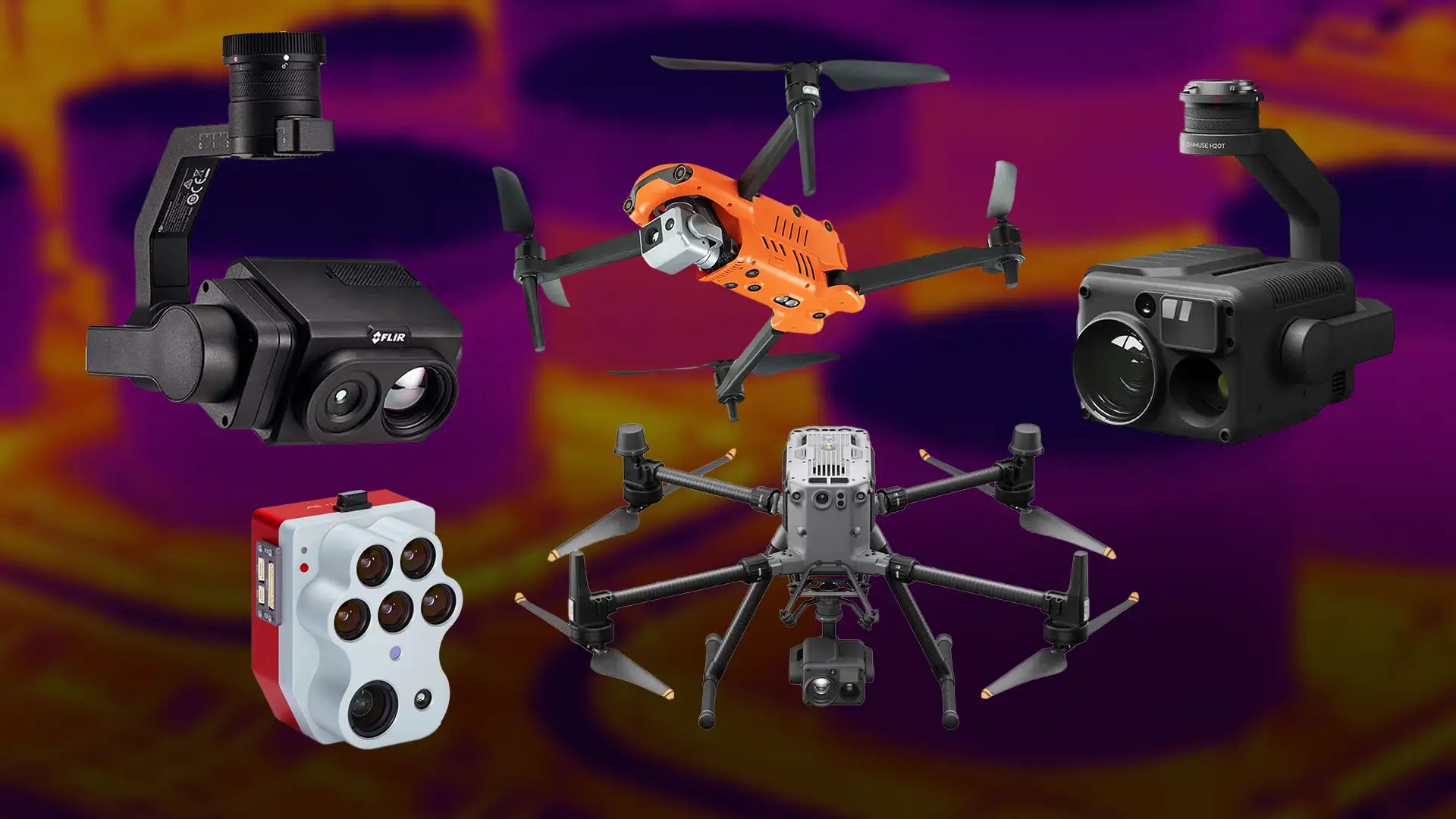 A relevant stock photo of drone with thermal camera in a typical setting.