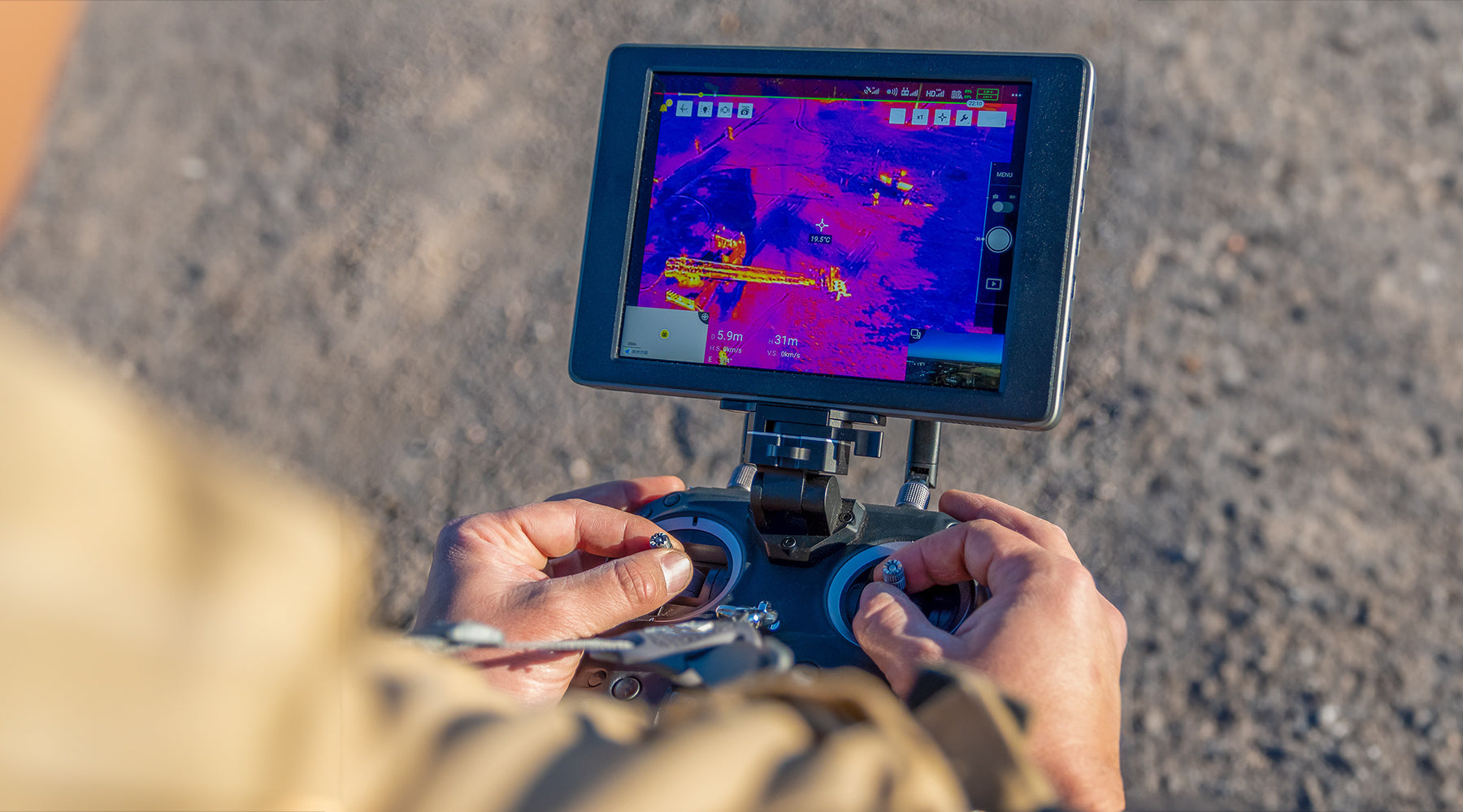A relevant stock photo of drone with thermal camera in a typical setting.