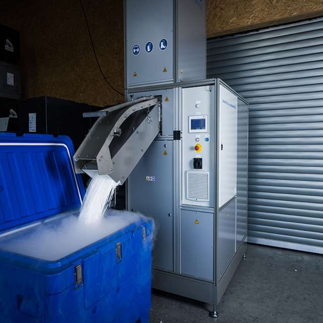 A relevant stock photo of dry ice machine in a typical setting.