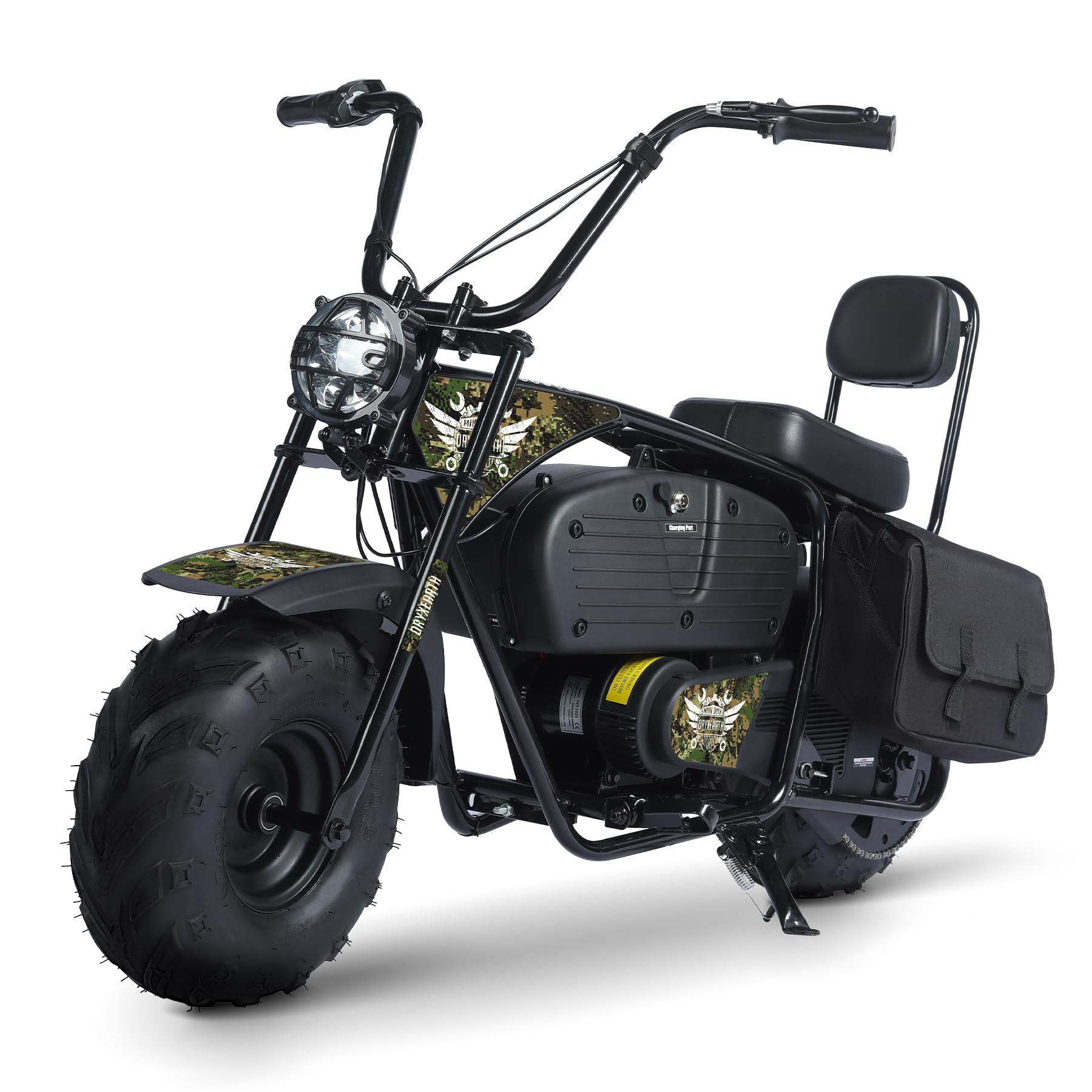 A relevant stock photo of electric mini bike motorcycle in a typical setting.
