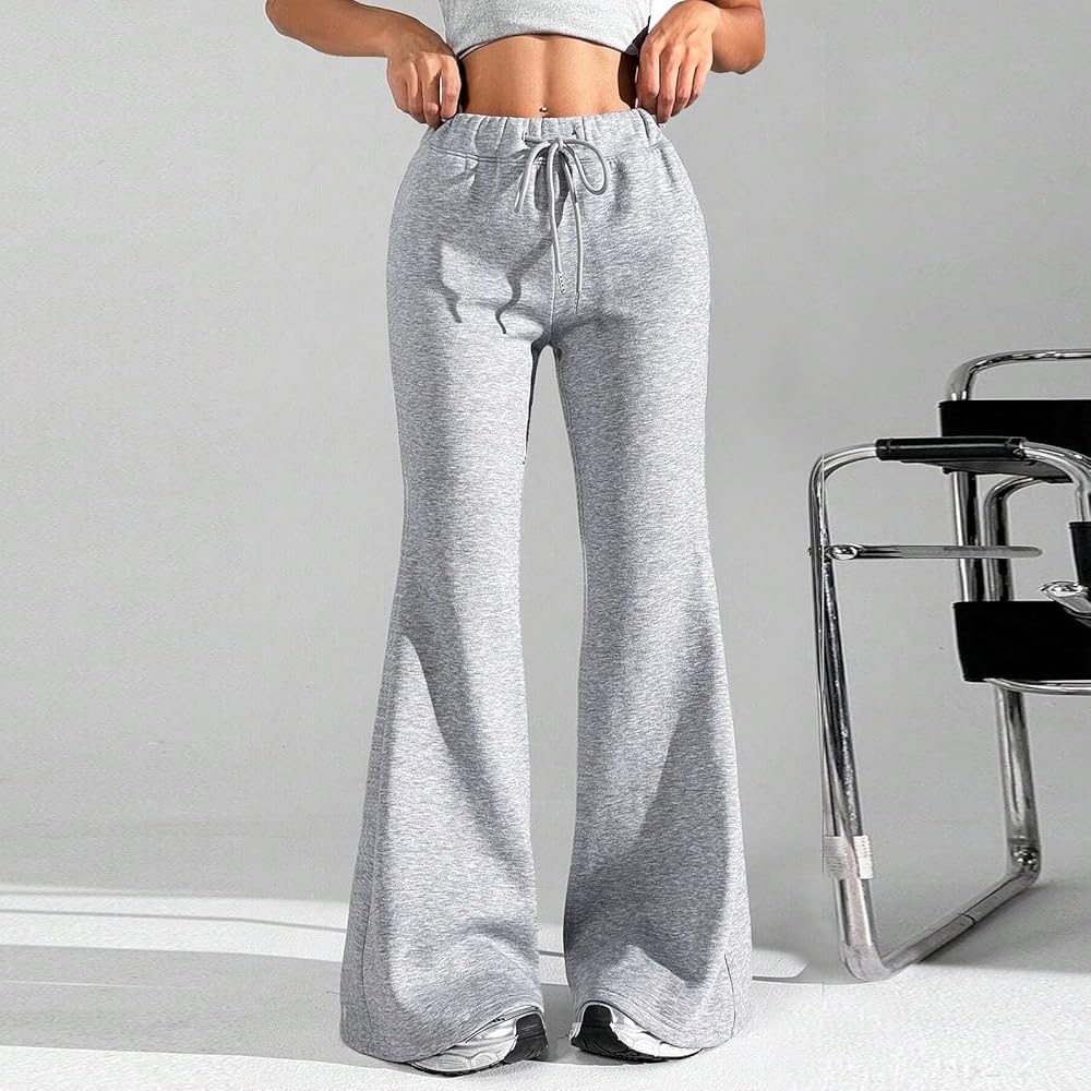 A relevant stock photo of flared sweatpants in a typical setting.