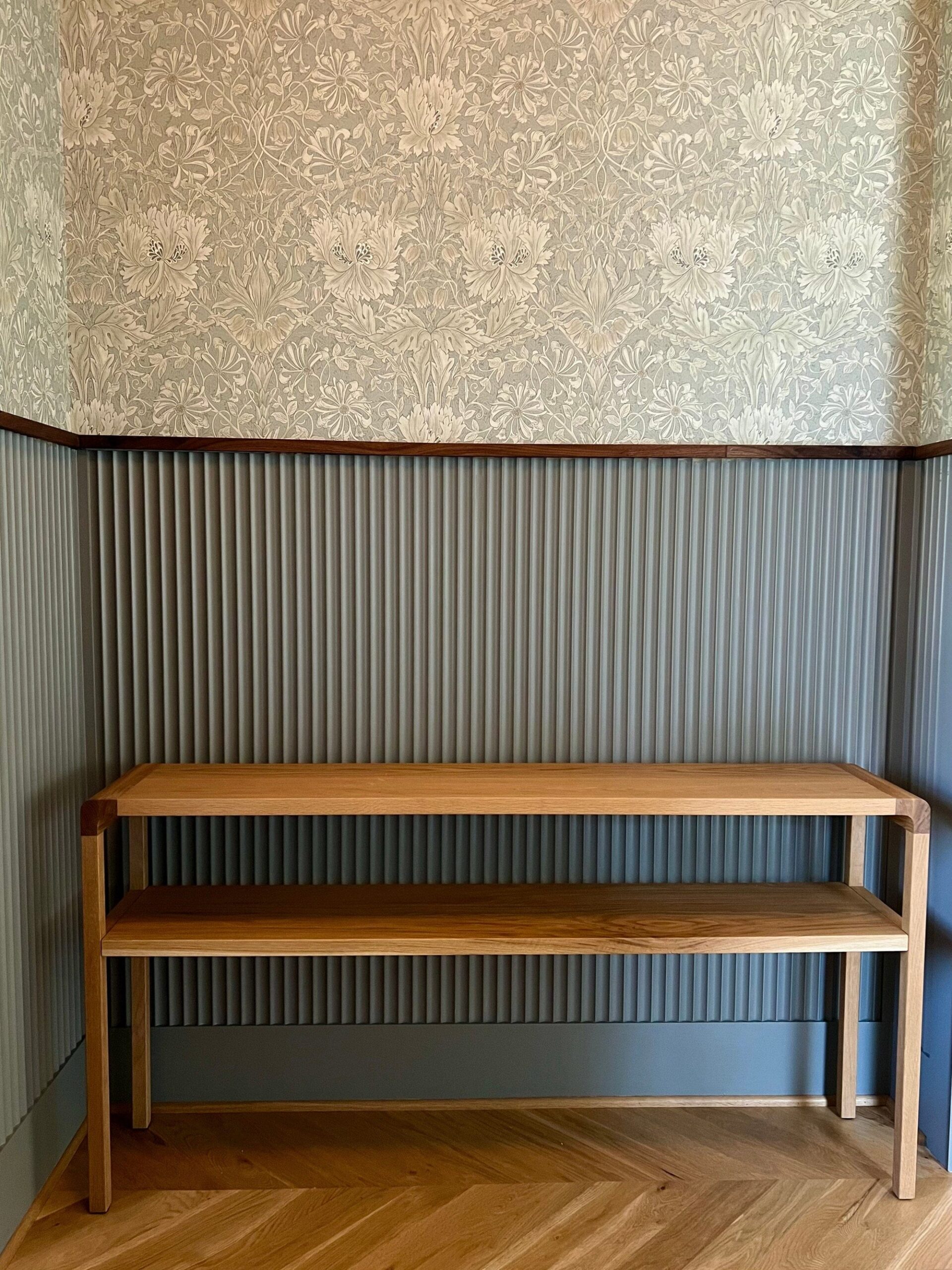 A relevant stock photo of fluted wall panels in a typical setting.
