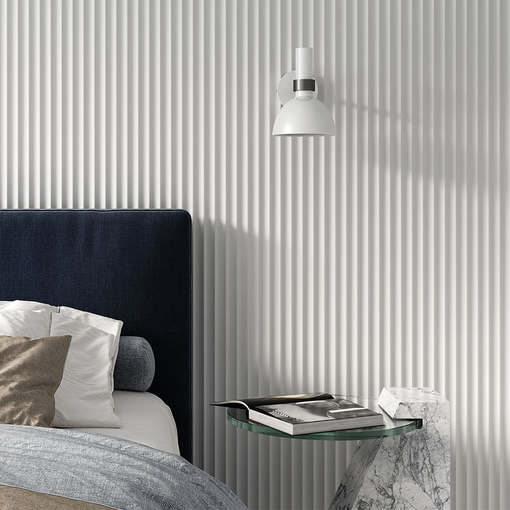 A relevant stock photo of fluted wall panels in a typical setting.