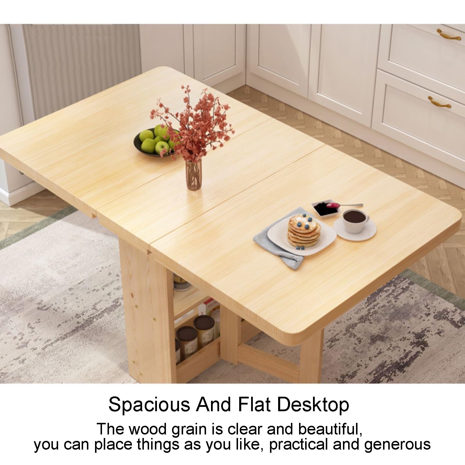 A relevant stock photo of foldable wooden table in a typical setting.