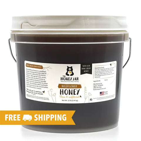 A relevant stock photo of free shipping buckets pails honey for sale in a typical setting.
