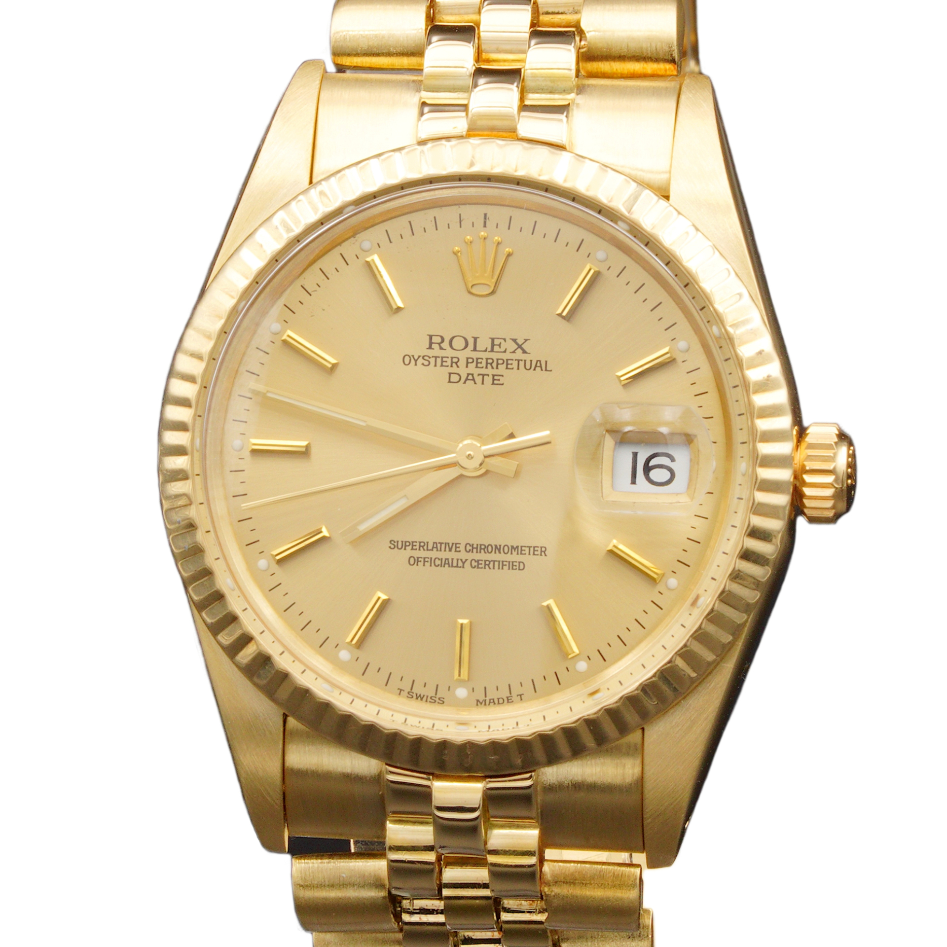 A relevant stock photo of gents gold rolex watches in a typical setting.
