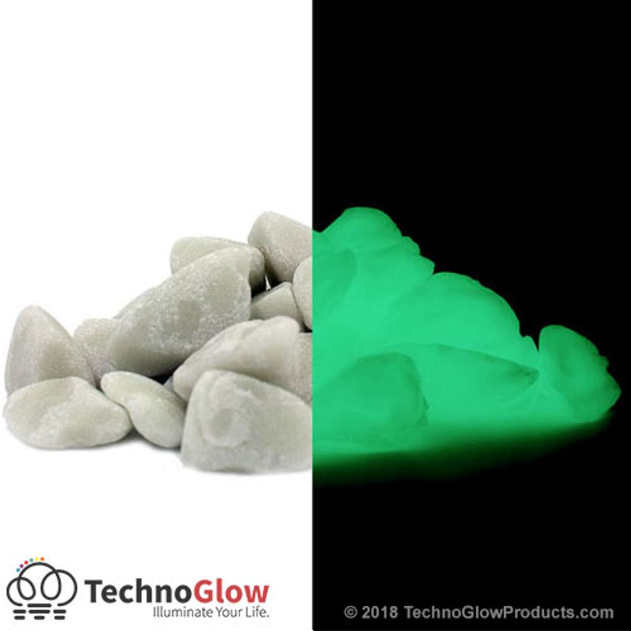 A relevant stock photo of glow in the dark rocks in a typical setting.