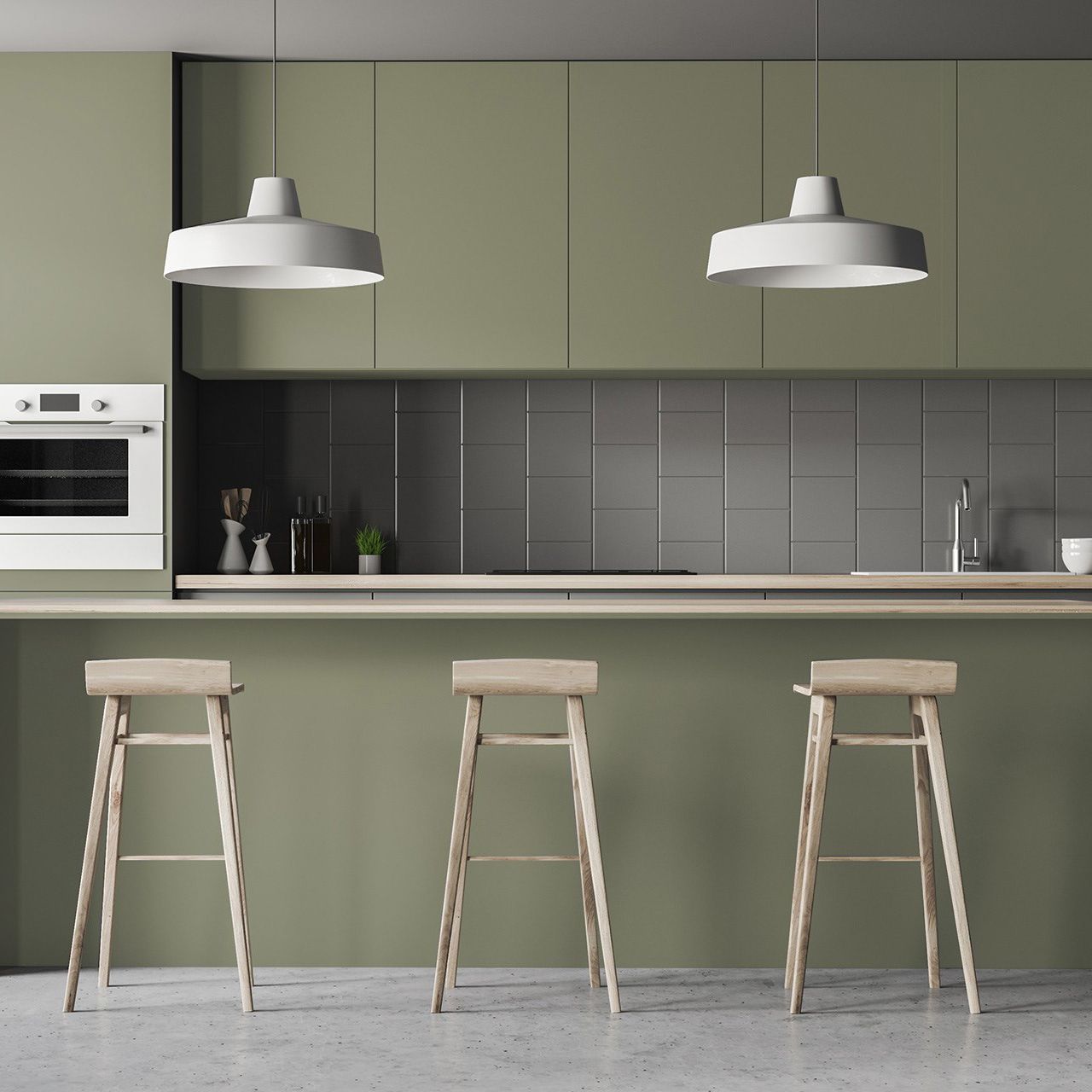 A relevant stock photo of grey green laminate in a typical setting.