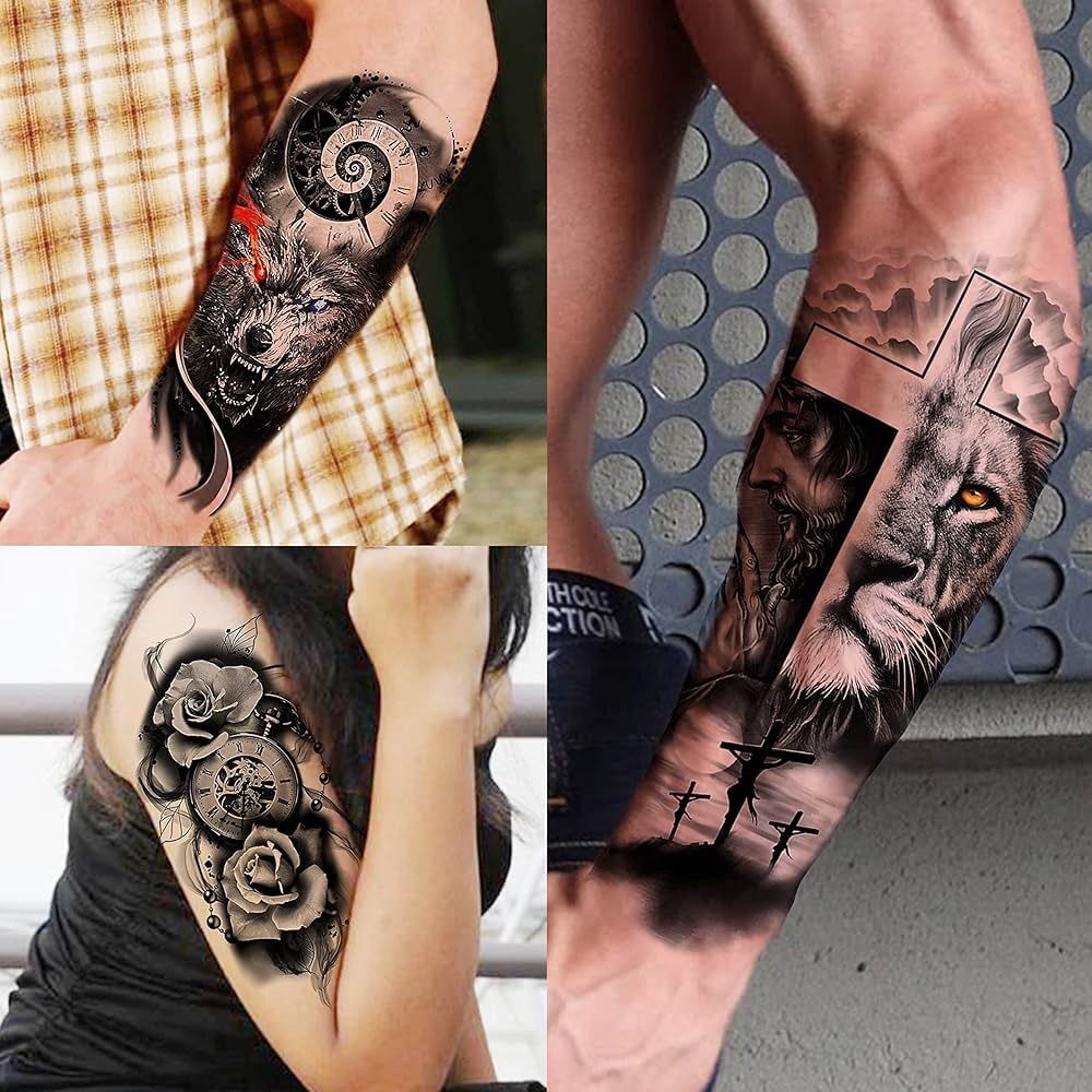 A relevant stock photo of half sleeve tattoo lower arm in a typical setting.