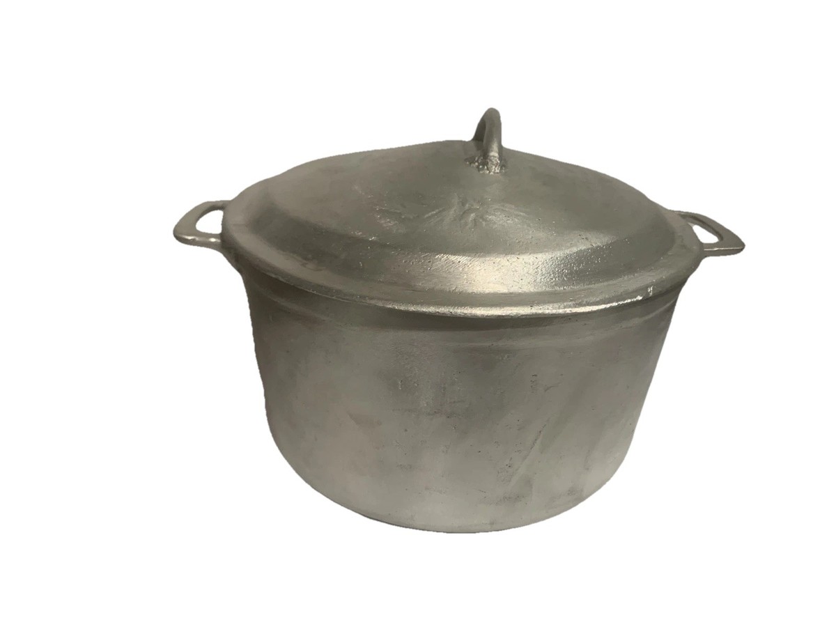 A relevant stock photo of heavy stew pot typically made of cast iron or aluminum in a typical setting.