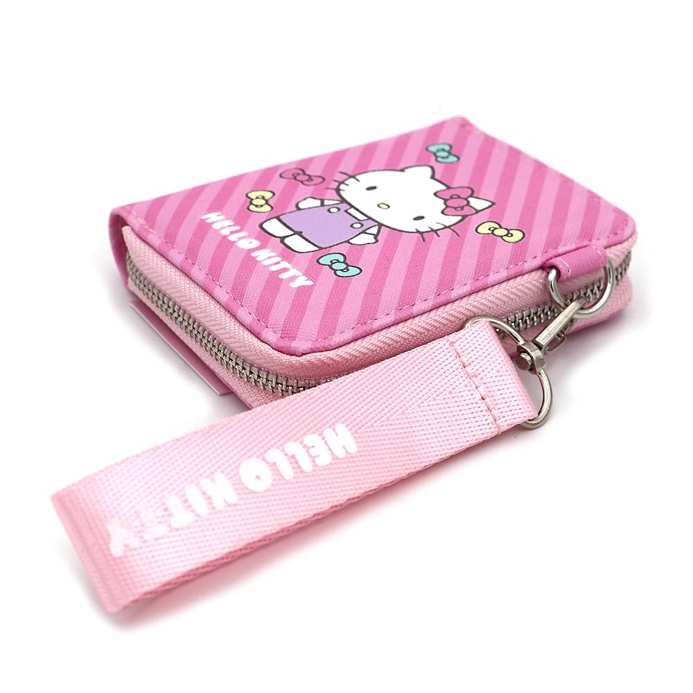A relevant stock photo of hello kitty wallet in a typical setting.
