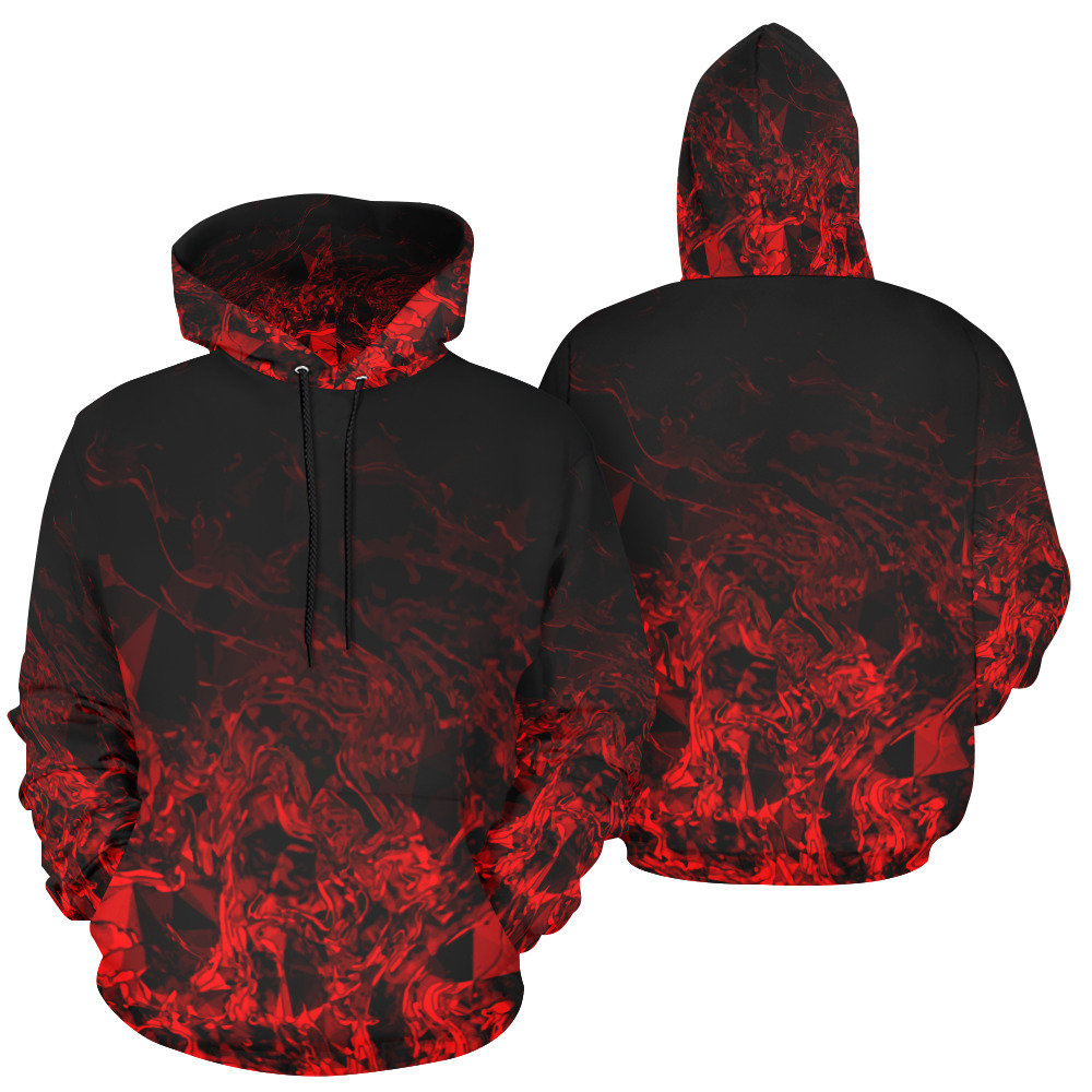 A relevant stock photo of hoodie red black in a typical setting.