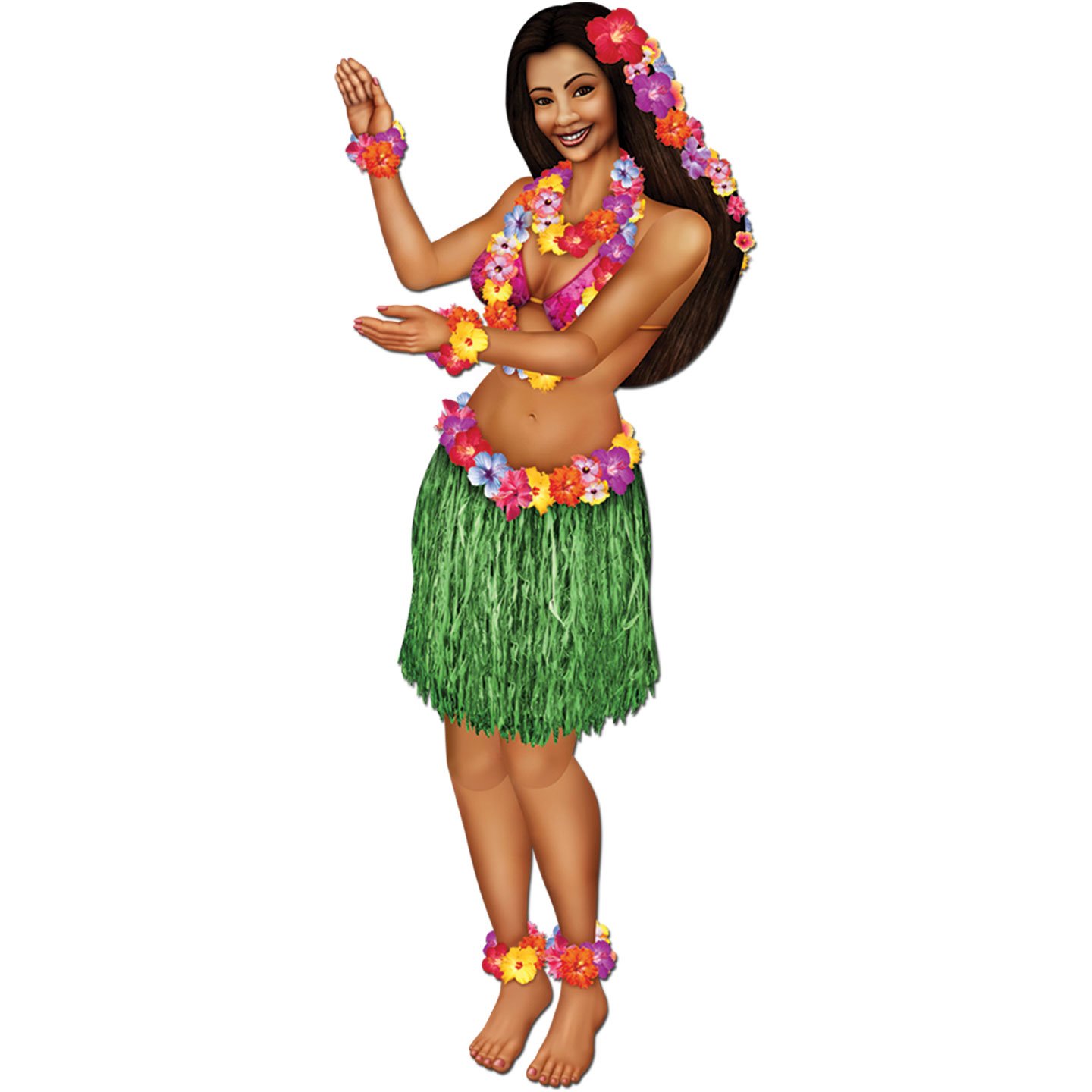 A relevant stock photo of hula girl in a typical setting.