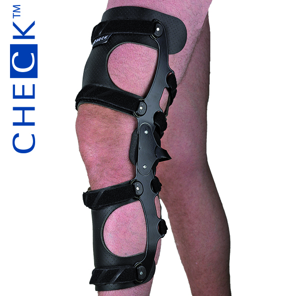 A relevant stock photo of hyperextension knee support in a typical setting.