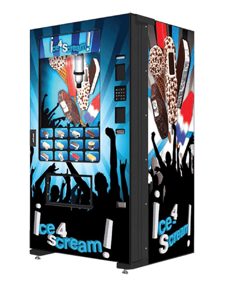 A relevant stock photo of ice cream vending machines for sale in a typical setting.