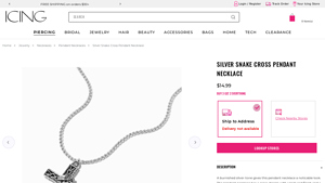 Icing - Silver Snake Cross Pendant Necklace