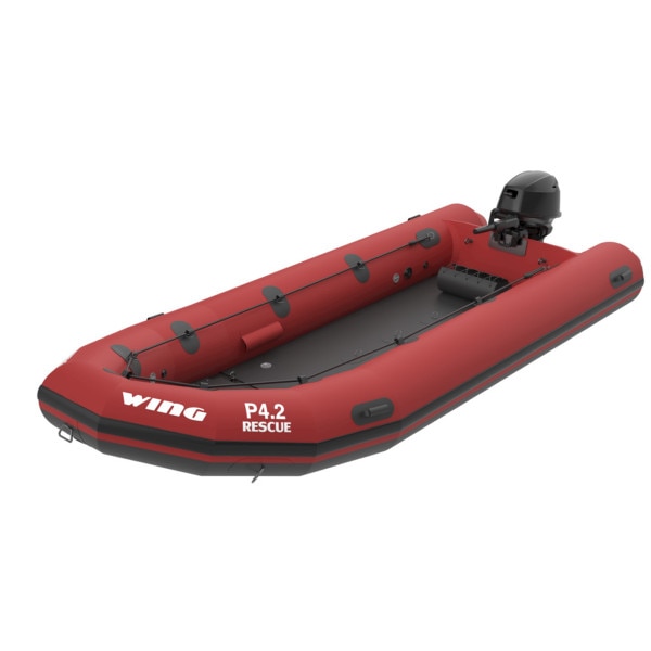 A relevant stock photo of inflatable rescue boat in a typical setting.