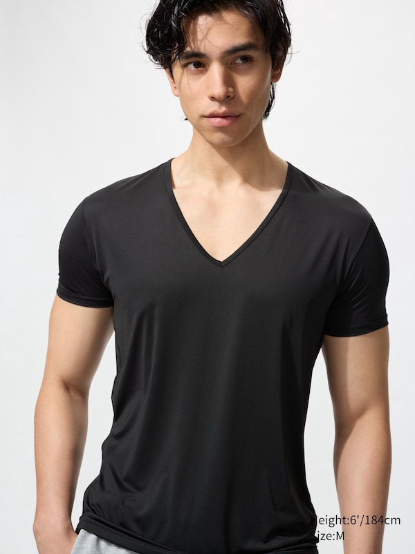 A relevant stock photo of inner v neck tshirt in a typical setting.