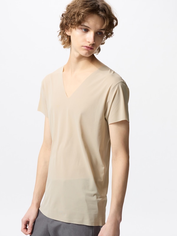 A relevant stock photo of inner v neck tshirt in a typical setting.