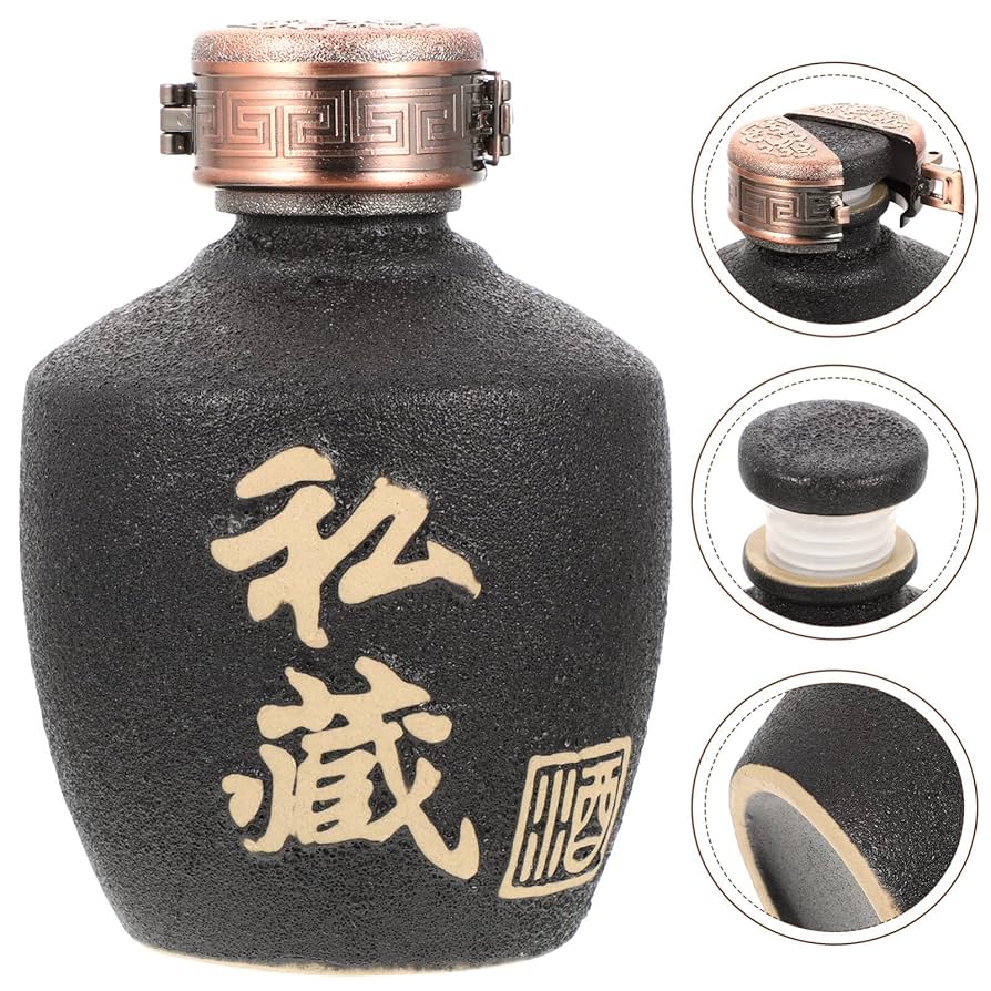 A relevant stock photo of jar of chinese wine buy in a typical setting.